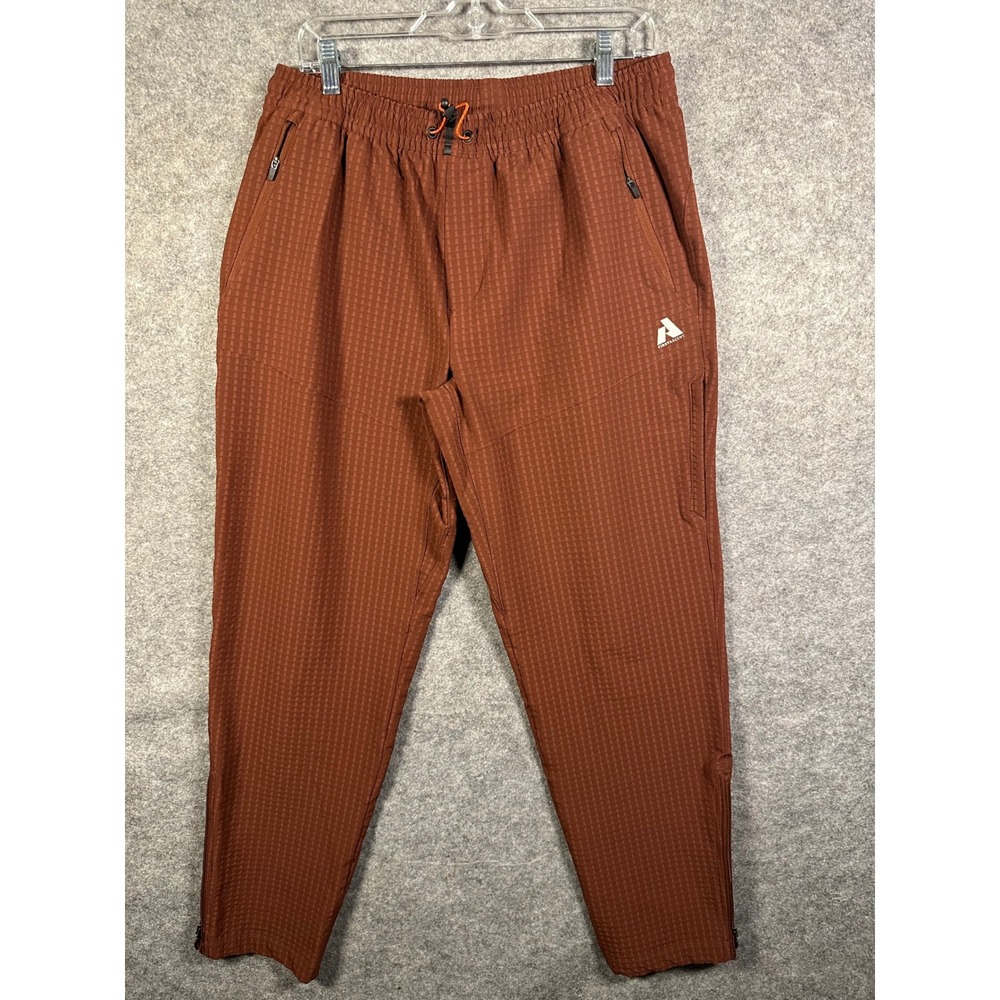 Eddie Bauer First Ascent Mens Large RustBrown Grid Technical Hiking Jogger Pants